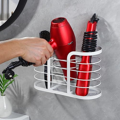 White Hair Dryer Holder - Adhesive Blow Dryer Hold... (White-l | Stainless Steel)