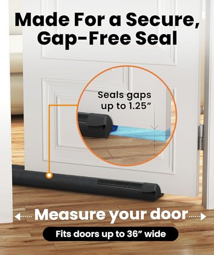 Everlasting Comfort 2 Sided Door Draft Stopper for Bottom of Door - Keeps Cold Air in & Heat Out, 100% Sound Proofing Strip Gap Filler, Quick Install Noise Blocker Sweep for Home - Fits 30"- 36" W