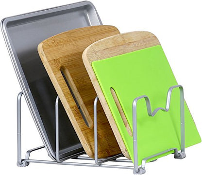 Simple Houseware Cabinet Bakeware Organizer Rack Holder, 2 Pack, Silver | for Kitchen, Pantry