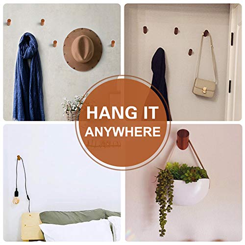 Felidio Wood Wall Hooks, 4 Pack Coat Hooks Mounted Rustic Wooden Heavy Duty Robe Hook Hat Rack | for Hanging Bathroom Towels Clothes Hanger (Beech Wood)