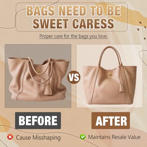 Xuhal 6 Pcs Golden Purse Insert Pillows Set Cushioned Handbag Fillers Set of Shaper Inserts Maintain Small to Large Purses for Prevent Creases and Damage Storage Display Purse Stuffing Packing Filler