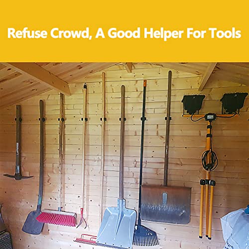 Verdenu 10 Pack Broom Holder Wall Mount, Mop Holder Wall Mounted, Stainless Steel Command Broom Holder with Screws, Garden Tool Rack Wall Mount for Kitchen, Home, Bathroom, Garage Storage, Black