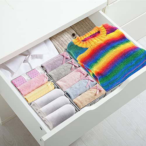 Drawer Organizer Bins,Woven Strap Storage Box Cube Basket Containers Divider for Organizing drawers, Shelves, Closets, Cabinets, Dressers and Countertops,set of 4, Light Grey