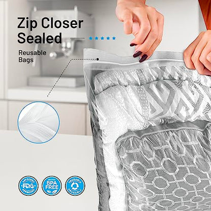 12 Count - Large Plastic Bags With Zipper Top, 20 Gallon Size 24" x 32", Extra Large Storage Bags, For Clothes, Travel, Moving, BPA-Free, Heavy Duty 3-Mil Thick