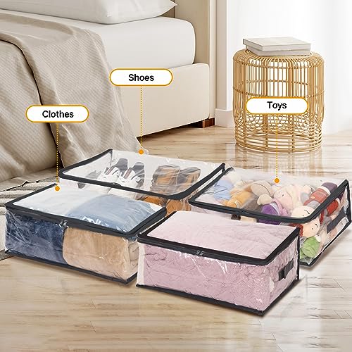 Fixwal Blanket Storage Bags 2 Pack Plastic Clothes Closet Organizer Clear | Clear Plastic, Zippered Closure, for Clothes Comforters Sweaters Blankets Sheets and Toys, Closet Storage