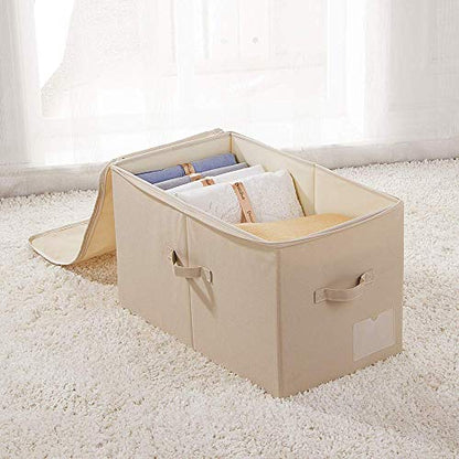 2pcs Zip Lidded Wardrobe Blankets Organizer Storage Bins, Folding & Sturdy | 22"X13"X12.6", clothing, duvets, sweaters, jeans organizer, foldable dustproof,washable,save space,3-side zip openning, rigid
