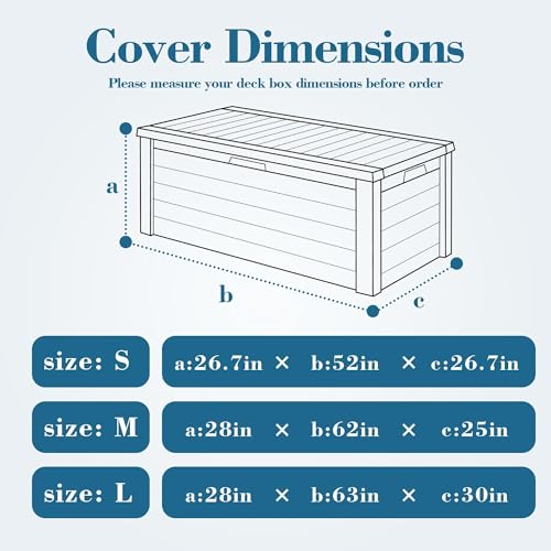Deck Box Cover, Waterproof 600D Oxford, 52 x 27 x 27 in | Heavy-Duty 600D Fabric, Waterproof Protection, UV Resistant, Outdoor Storage Cover, Waterproof Outdoor Furniture Covers