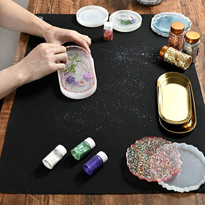 2Pcs Thick Silicone Mat Crafts Large Silicon Sheet... (Black | Silicone)