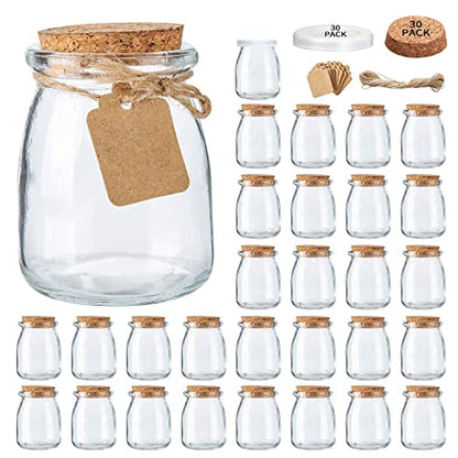 7 oz Glass Jars with Lids,Mini Yogurt Jars 30 Pack, Apothecary Jars