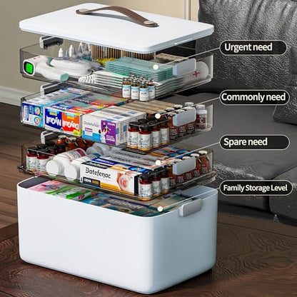 CTIME 4-Tier Medicine Organizer - Portable Medicine Cabinet with Handle | Multipurpose Medical Box, Pill Organizer, Empty First Aid Kit for Home Organization Must
