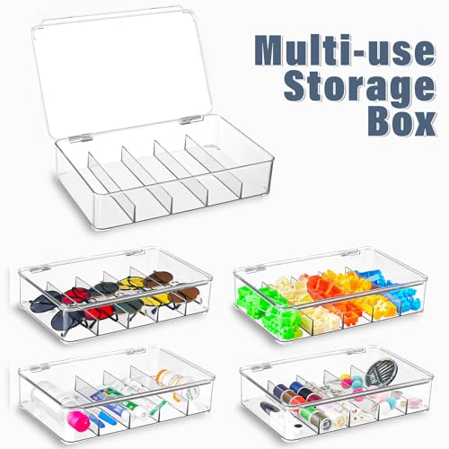 Sunglass Organizer, 3 Layers Acrylic Sunglasses Organizer, Clear Stackable Glasses Storage Organizer with Lid, Eyeglass Storage for Multiple Glasses, Reading Glasses