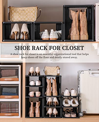 HAIXIN 5-Tier Shoe Rack for Small Spaces Narrow Shoe Organizer | for tight spots, dorms, rvs, stack multiple tiers, removable shelves for boots, narrow size for kids, women, modular design