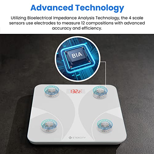 Etekcity Smart Scale for Body Weight, Body Fat, Water Weight, White, 400 lb