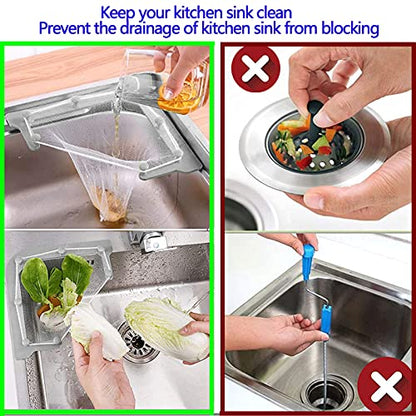 Kitchen Sink Triangle Tri-Holder Filter, Kitchen Sink Strainer, Sink Drain Strainer, with a Triangular Gray Rack and 200PCS Large Size Filtering Mesh Bags for Kitchen Leftover