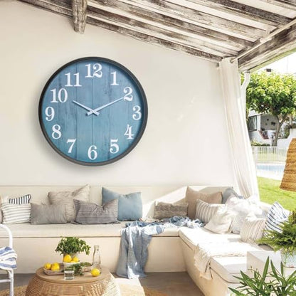 Large Outdoor Indoor Clock Waterproof,18 Inch Waterproof Oversized Wall Clocks,Silent Movement Battery Operated for Garden Patio Pool Room Office Decorative Gifts