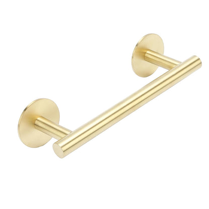 9" Self Adhesive Brushed Gold Towel Holder, No Drill Small Bathroom Organizer, 304SS