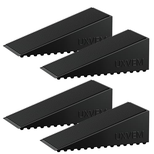 4-Pack Premium Rubber Wedge Door Stops, Solid Heav... (Black-4 | Natural Rubber)
