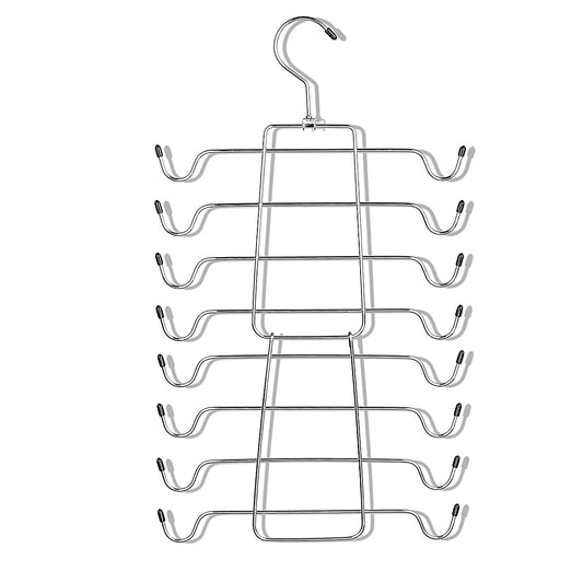 2 Pack Foldable Tank Top Hangers, Closet Organizer for Bras, Cami, Dresses | 360° rotating, chrome & black vinyl, maintains shape, fits belts, ties, swimwear & pajamas