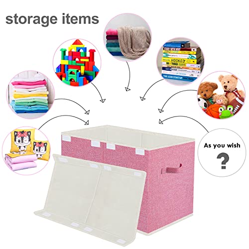 Toy Storage Box with Lid, Collapsible 82L Pink | 82L Large Bin (24.5"x13"x16") in Pink. 800D Oxford, Dual Handles, Folds Flat. For Nursery, Playroom, Bedroom