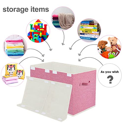 Toy Storage Box with Lid, Collapsible 82L Pink | 82L Large Bin (24.5"x13"x16") in Pink. 800D Oxford, Dual Handles, Folds Flat. For Nursery, Playroom, Bedroom
