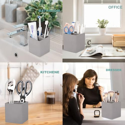 Diatomite Toothbrush Holders Tooth Brush Organizer - Dark Gray | Water-Absorbent Material, 3 Slots for Electric Toothbrush and Toothpaste, for Bathroom Countertop, Shower, Vanity