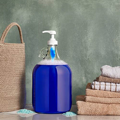 kitchentoolz Gallon Glass Pump Dispenser Bottle, Large Jug Laundry Liquid Detergent Dispenser with Pump for Laundry Room Organization, Soap, Fabric Softener, Commercial Condiment Dispenser- 128 oz