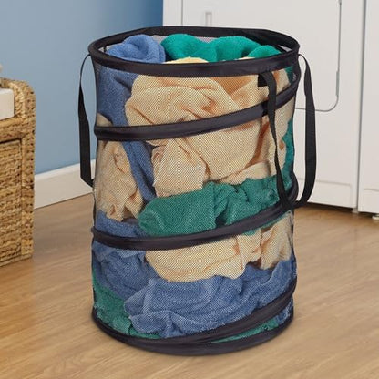 Household Essentials 2026 Pop-Up Collapsible Mesh Laundry Hamper | Black, 25" H