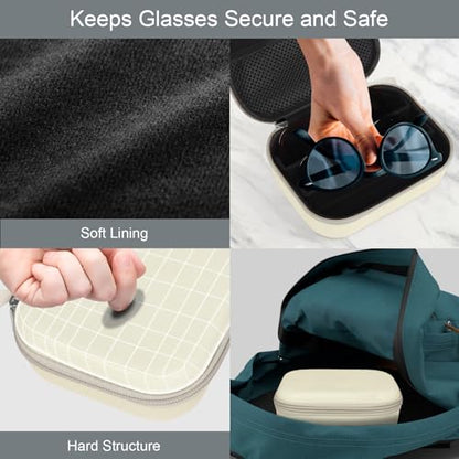 Bukere Travel Sunglasses Organizer Case, PU Leather Adjustable Slots for Multiple Glasses, Hard Eyewear Box for Men Women