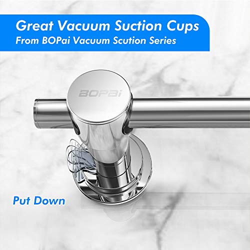 BOPai 24 inch Suction Cup Towel Bar, Chrome | Repositionable & Powerful Vacuum Suction