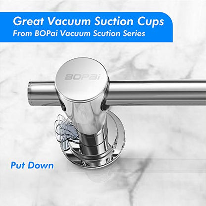 BOPai 24 inch Suction Cup Towel Bar, Chrome | Repositionable & Powerful Vacuum Suction