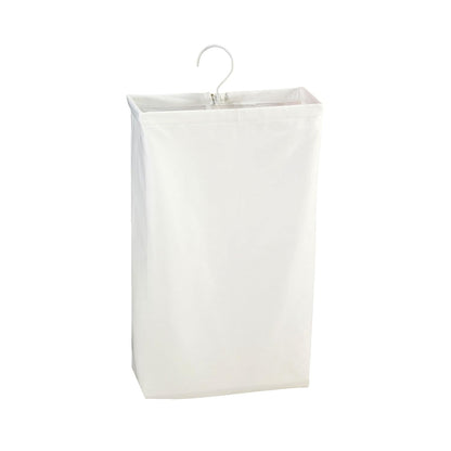 Household Essentials 148 Hanging Cotton Canvas Laundry Hamper Bag | White, 6" x 16" x 27" (Length x Width x Height)