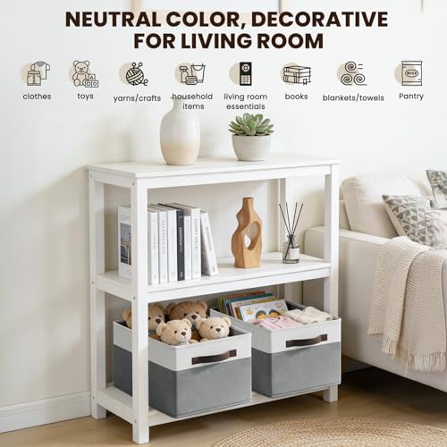 Closet Organizers and Storage Baskets - 6 Pack Shelf Organizer Bins with Handles - Clothes Storage Bins for Bedroom Nursery Home Closet Organization - Blanket Toy Storage Organizer