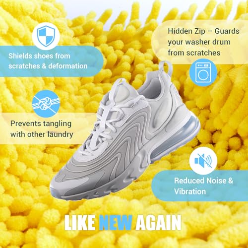 Shoe Washing Machine Bag, 2 PC Reusable XXL Shoes Laundry Bag for sneakers | Wash bags for washer and dryer, with concealed heavy-duty zipper to protects shoes & machine, Cleaning bag for tennis shoe