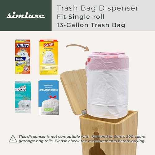 Bamboo Trash Bag Dispenser Organizer Kitchen Garbage Bag Holder Box | Wall Mount To Maximize Space And Keep Trash Bags Organized And Accessible