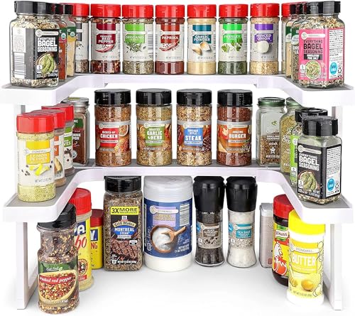 Deluxe - Expandable Spice Rack and Stackable Cabinet & Pantry Organizer (1 Set of 2 Shelves) - As seen on TV Deluxe (Spicy Shelf Organizer) - Pantry Organization - Pantry Spice Organizer