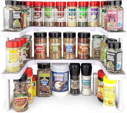 Deluxe - Expandable Spice Rack and Stackable Cabinet & Pantry Organizer (1 Set of 2 Shelves) - As seen on TV Deluxe (Spicy Shelf Organizer) - Pantry Organization - Pantry Spice Organizer