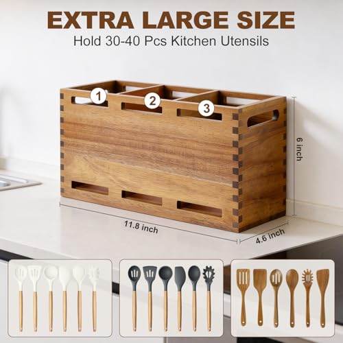 Acacia Wood Large Utensil Holder for Kitchen Count... (Acacia wood)