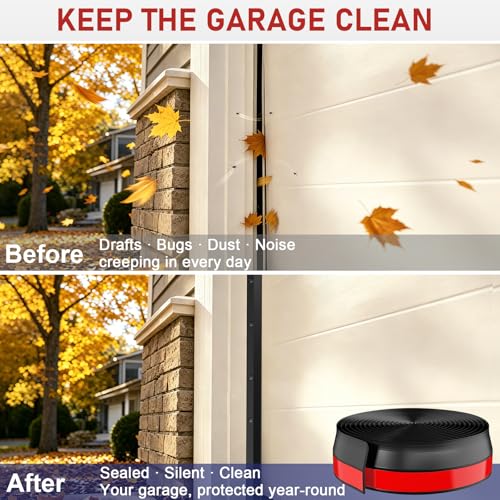 Garage Door Seal Top and Sides - 36 Ft Garage Door Weather Stripping Side Seal, Heavy Duty Weatherproof TPE, Insulates, Prevents Drafts, Easy Installation for Homeowners and DIYers
