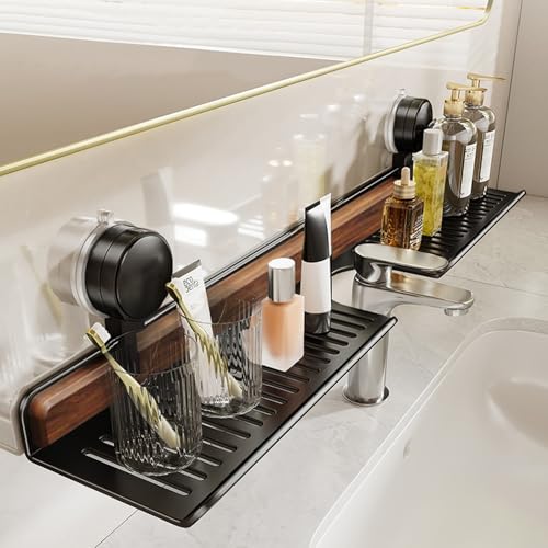 Bathroom Sink Shelf Over Faucet, No Drill 20 Inch Shower Caddy | Adhesive Wall Shelf for Bathroom Storage Organizer, Holds 5lb on Tile/Glass/Mirror (50CM)