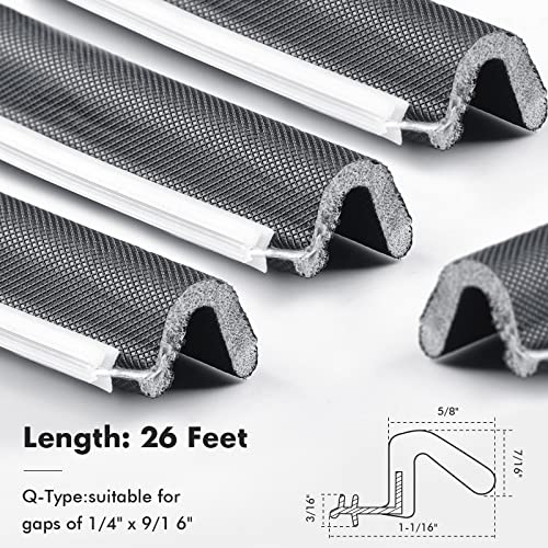 BBTO Weather Stripping Door Seal Exterior Weather Strip for Window V-Shaped Foam Kerf Garage Door Gap Blocker Soundproof Home Improvement Easy to Install(26 Feet,Black)