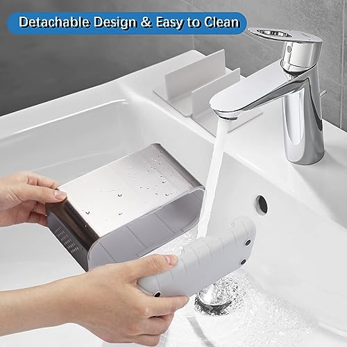 Electric Kids Toothbrush Holders for Bathrooms (Brushed Nickel Silver) | 5 Slots Toothbrush Organizer with Adjustable Dividers and Drainage, for Bathroom Countertop Organizer