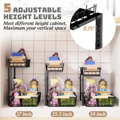 Under Sink Organizer and Storage, Slide Out Under... (Black | Cast Iron)