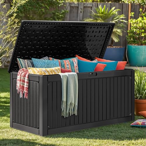320 Gallon Resin Outdoor Storage Box, XXL Double-W... (Black | Resin)