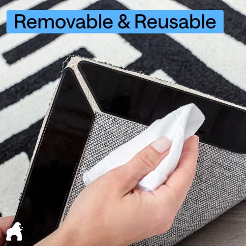 GORILLA GRIP® Rug Gripper Pads, 12 pc Reusable Double-Sided Stickers Keep Area Rugs Corners Flat, Grips Hardwood, Tile and Laminate Floors, Renter Friendly, Holds Down Carpet in Place, Home Décor