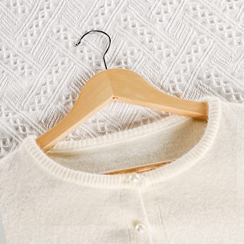 TOPIA HANGER Wooden Hangers 30 Pack, Wood Clothes Hanger Natural | Durable Coat Hanger, 360-Degree Rotatable Hook, Non-Slip Pants Bar, Shoulder Notches for Camisole Tops-CT34N30