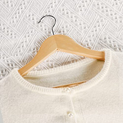 TOPIA HANGER Wooden Hangers 30 Pack, Wood Clothes Hanger Natural | Durable Coat Hanger, 360-Degree Rotatable Hook, Non-Slip Pants Bar, Shoulder Notches for Camisole Tops-CT34N30