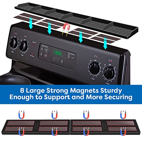 Hydream Stove Top for Silicone Shelf,30 Inch Magnetic Shelf Over the Stove Spice Rack,Kitchen Organizer Magnet Above Stovetop Back of Flat Storage Suctioned-Black