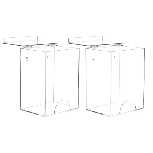 QWORK 2 Pack Acrylic Dispenser for Hairnet, Laundry Pods, Face Mask, Wall-Mount or Countertop, Clear Organizer for Disposable Items - Fits Masks, Gloves, Hairnets, 8.25"H x 6.5"W x 5"D