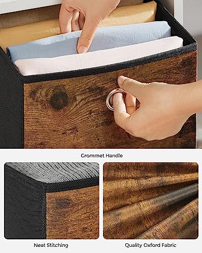 SONGMICS Storage Cubes, Foldable Fabric Storage Bins, Set of 6 | SONGMICS Storage Cubes, 10.2x10.2x11 Inches, Rustic Brown, URFB126B01