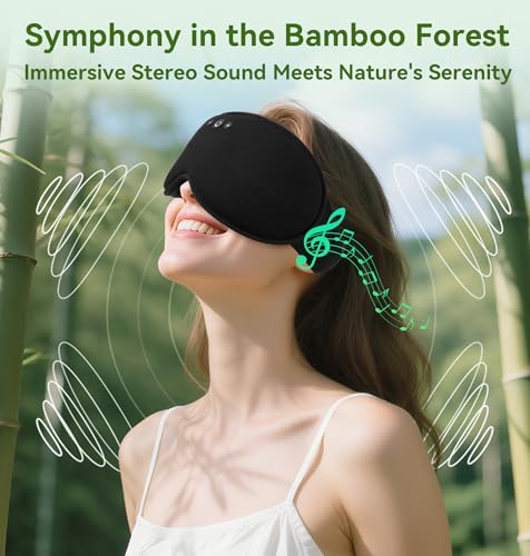 LC-dolida Bamboo Cotton Weighted Bluetooth Sleep Masks, 3D Weighted Sleep Masks with Bluetooth 5.4 Headphones, Total Blackout Bluetooth Sleep Mask for Women Men, Weight Eye Mask for Sleeping, Black